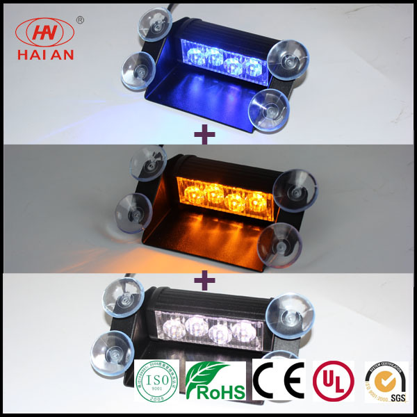 Hot Sales Switch Three 3 Colors Amber Strobe LED Visor Light/Car Interior LED Warning Flash Advisor/Traffic Signal Dash Light