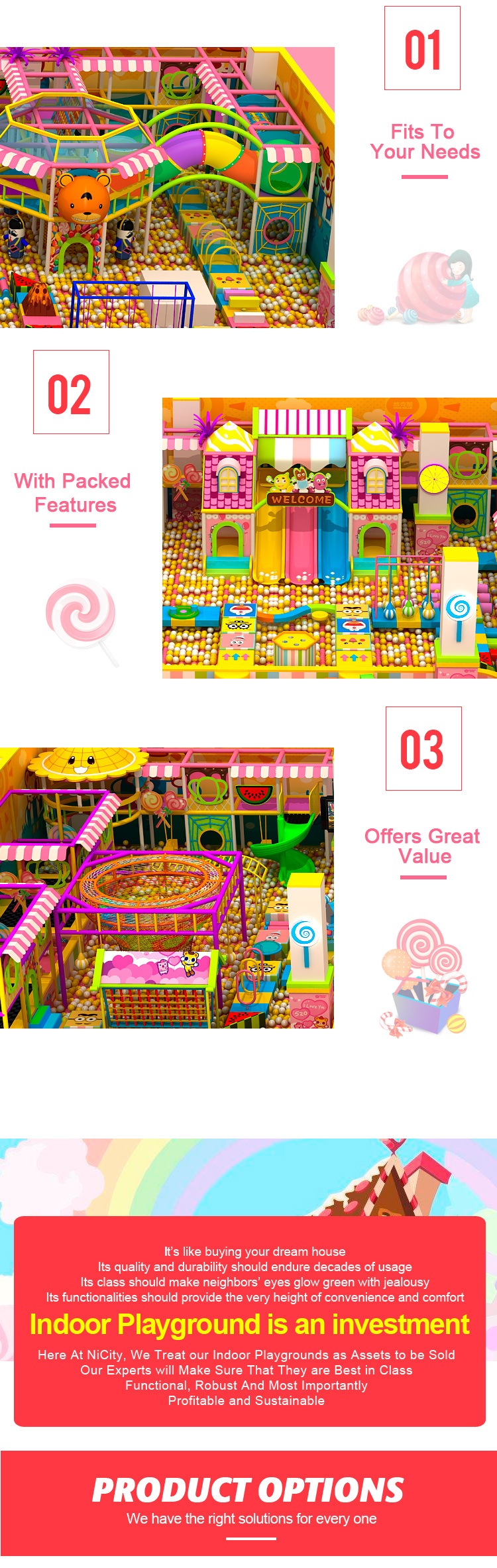 Customized Design Candy Theme Kids Indoor Playground Play Center