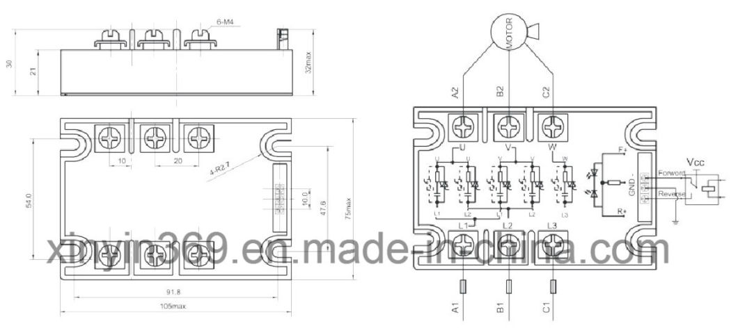 DC Input Three Phase Motor Reversing SSR Solid State Relay 25A