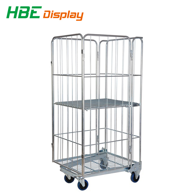 Warehouse Wire Metal Collapsible Storage Roll Cage