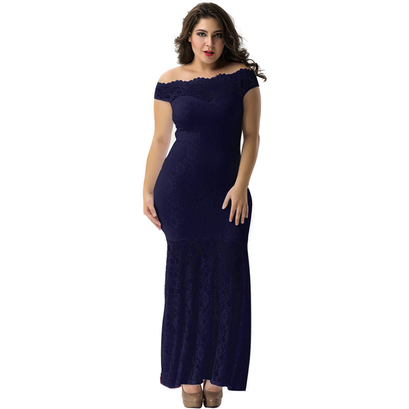 in Stock Xxxl Four Color Plus Size Lace Elegant Wedding Party Gown