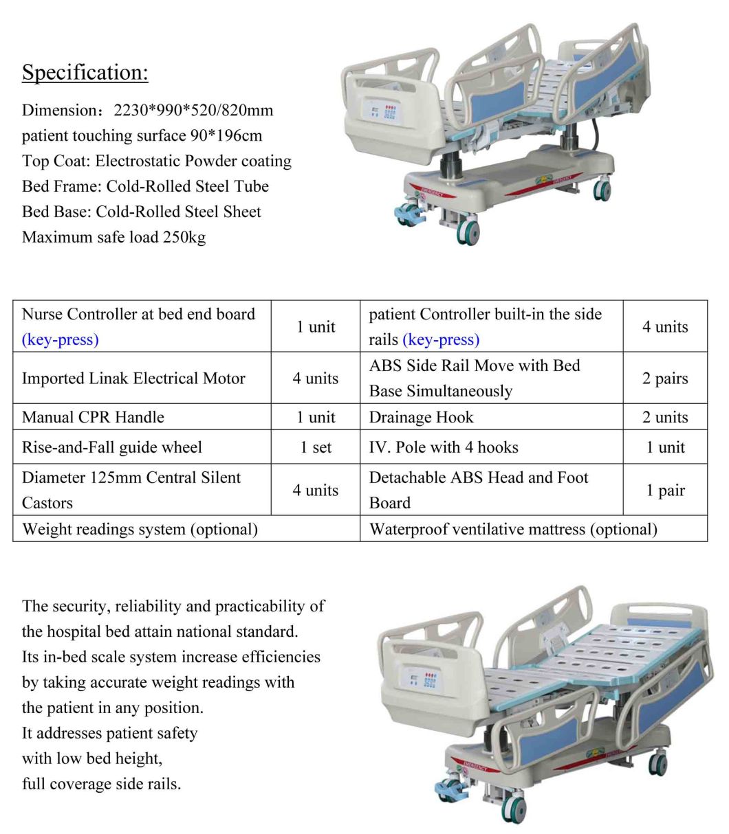 Hospital Electric ICU Bed with Weight Readings