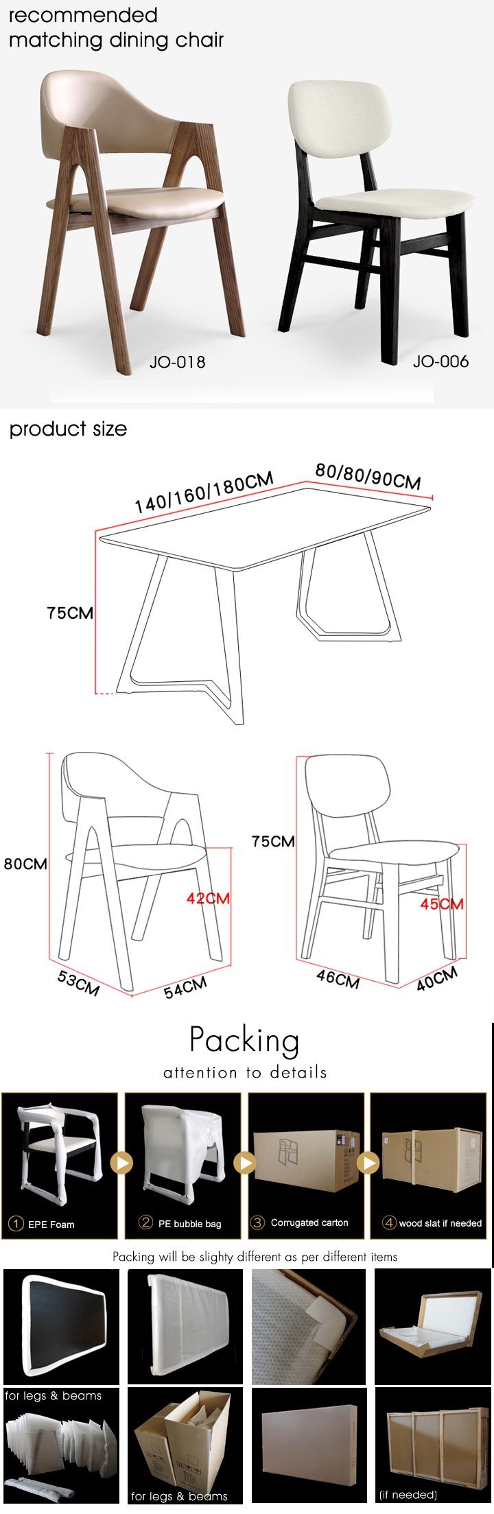 Modern Furniture Wood Restaurant Chair and Dining Table for Home