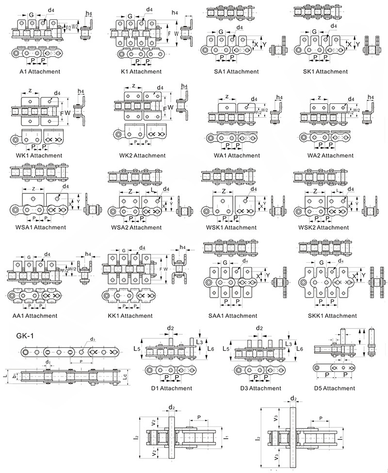 OEM Tooth Chain Lumber Conveyor Chain Sharp Top Chain