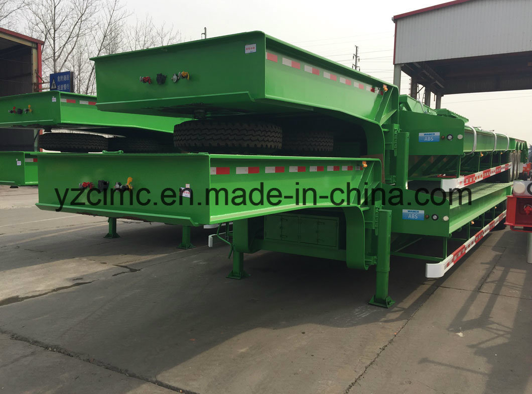 Cimc 3 Axle 70tons Low Bed Semi Trailer with Spring Ramp for Algeria