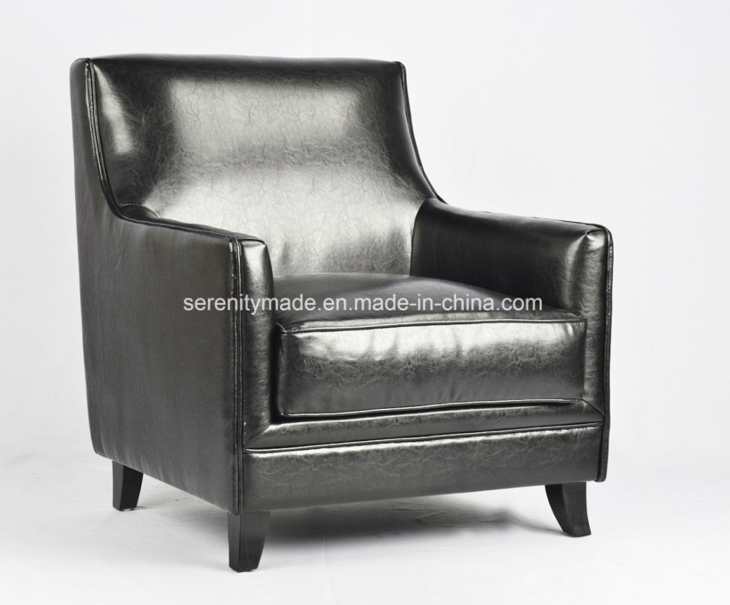 High Quality Italian Style Top Luxury Black Leather Upholstered Sofa Lounge Chair