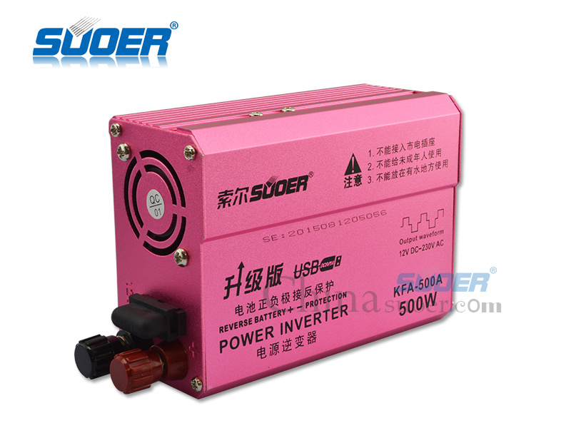 Suoer External Fuse 500W DC 12V to AC 230V Car Power Inverter (KFA-500A)