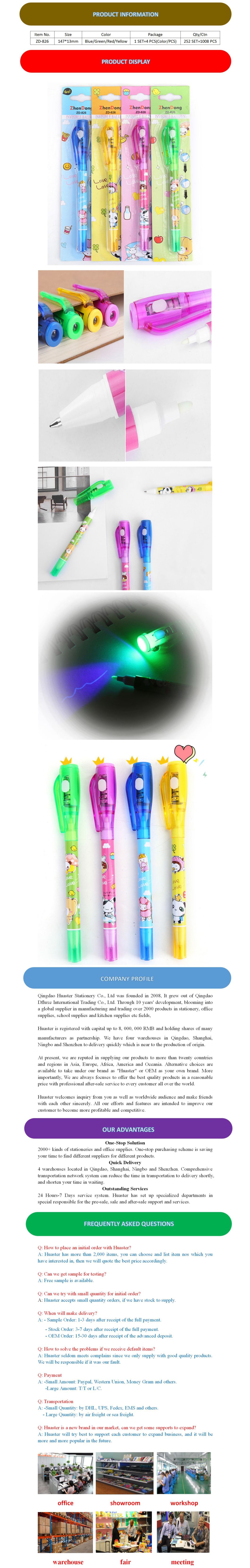 Mutifunctional Invisible 2 in 1 Ballpoint Pen with LED Light