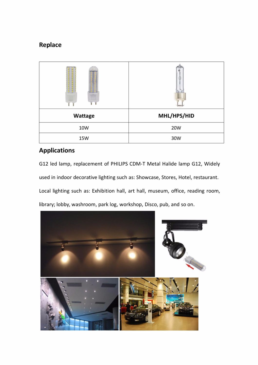 230V 15W G12 LED Lamp Ce UL