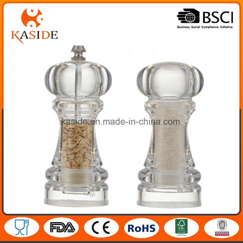 Acrylic Plastic Hand Operate Salt and Pepper Mill