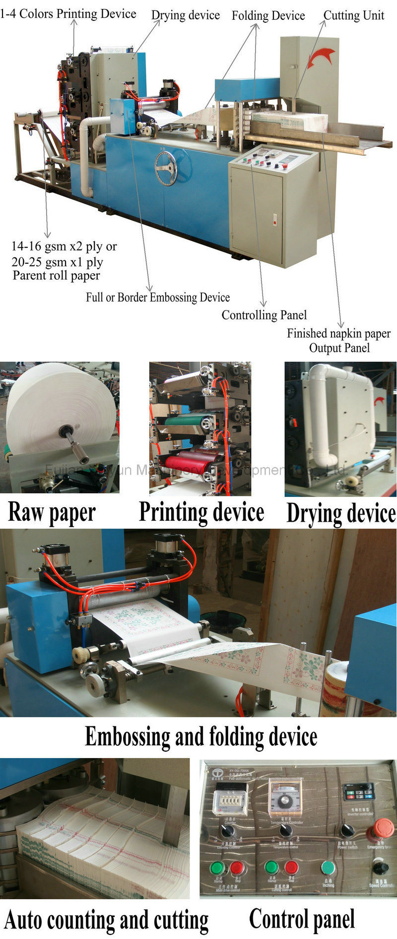 Full Automatic Folding Color Printing Napkin Tissue Paper Making Machine