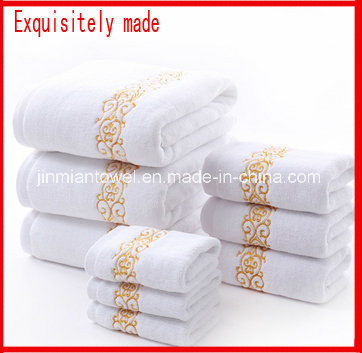 Wholesale Dobby Luxury 5 Star White Terry 100% Cotton Hotel Bath Towels