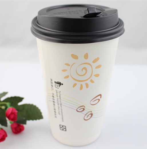 Customize Hot Drink Disposable Double Wall Paper Cup with Lid/Cover