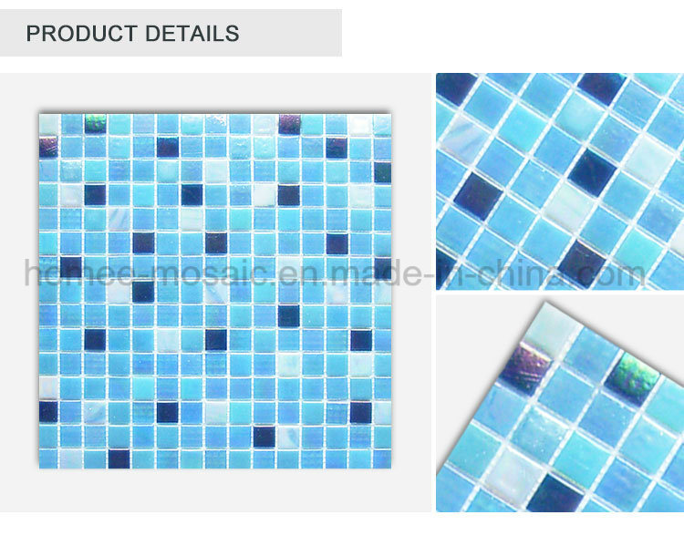 Iridescent Light Blue Color Swimming Pool Glass Tile Mosaic