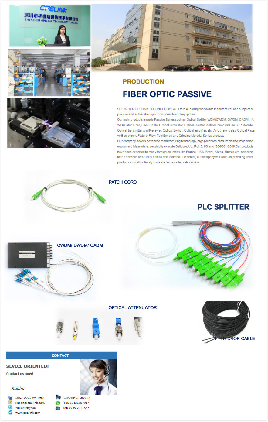 Fiber Optics Drop Cable FTTH Indoor Cable Patch Cord