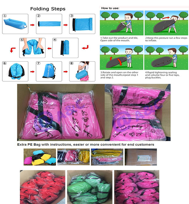 Outdoor Promotion Inflatable Handout Lazy Air Sleeping Sofa Bag