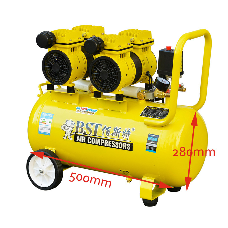 2X600W 50L Mini Oilless Portalbe Oil-Free Silent Air Compressor