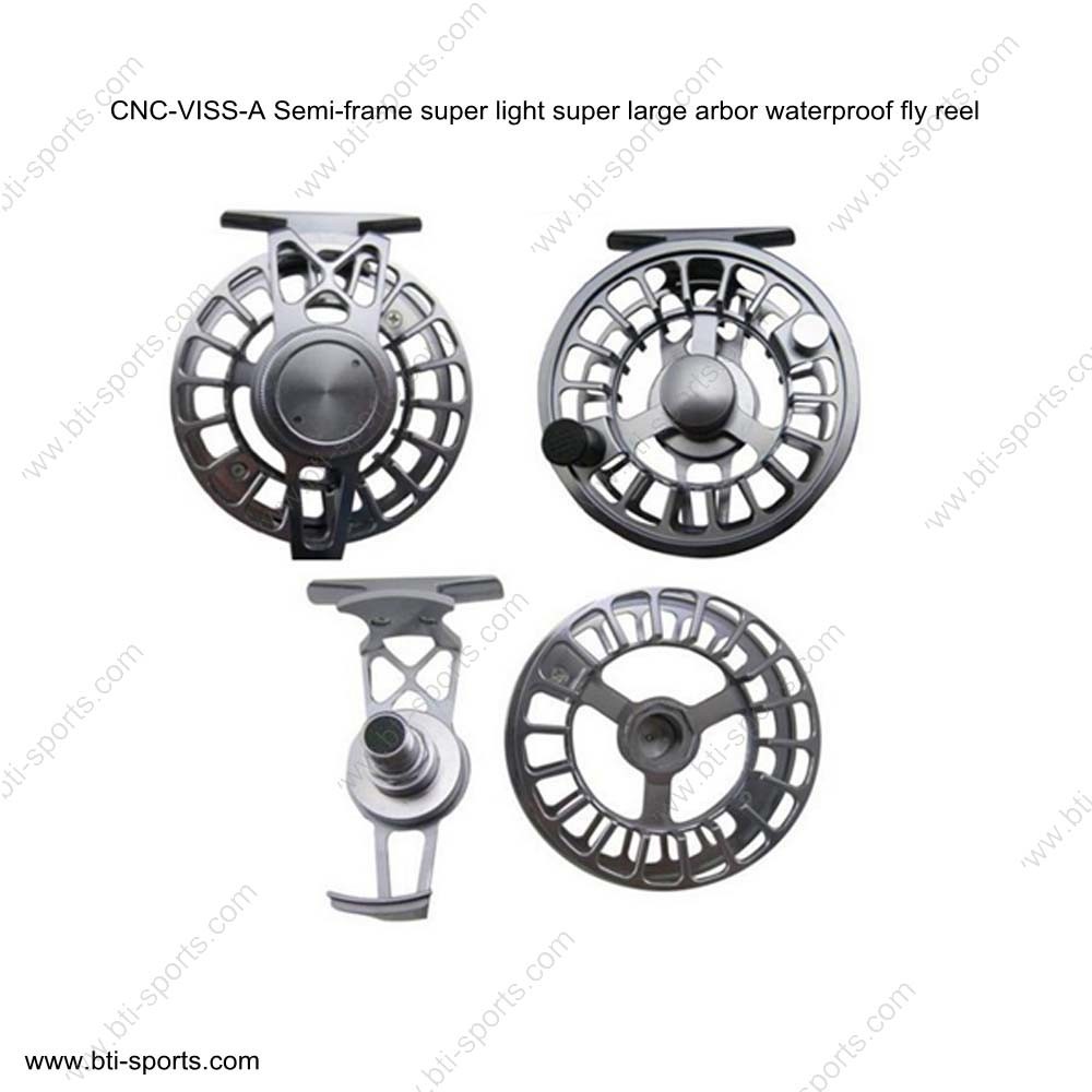 CNC Machine Cut Aluminum Semi-Frame Light Weight Large Arbor Waterproof Fly Reel 02A-CNC-Viss-a