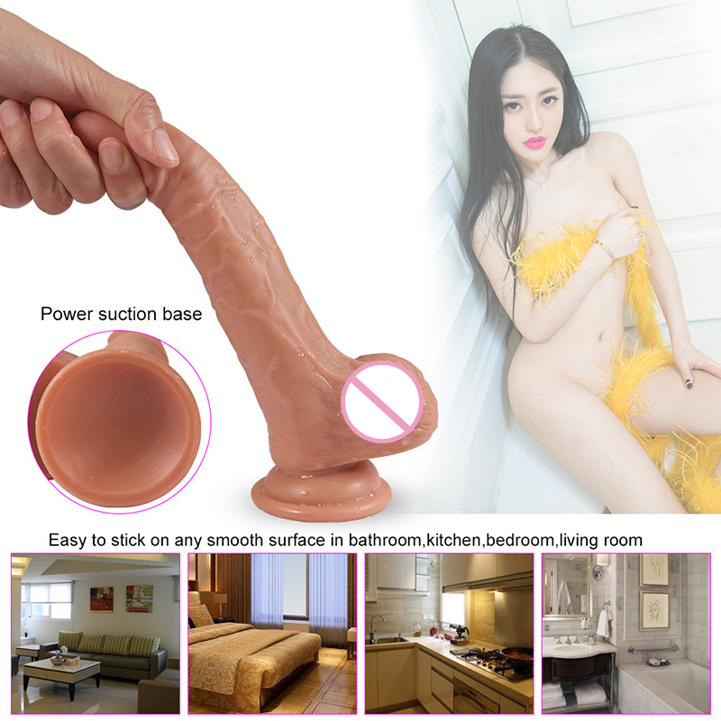 Real Skin Feeling Super Soft Huge Realistic Liquid Silicone Dildo Adult Sex Love Toy