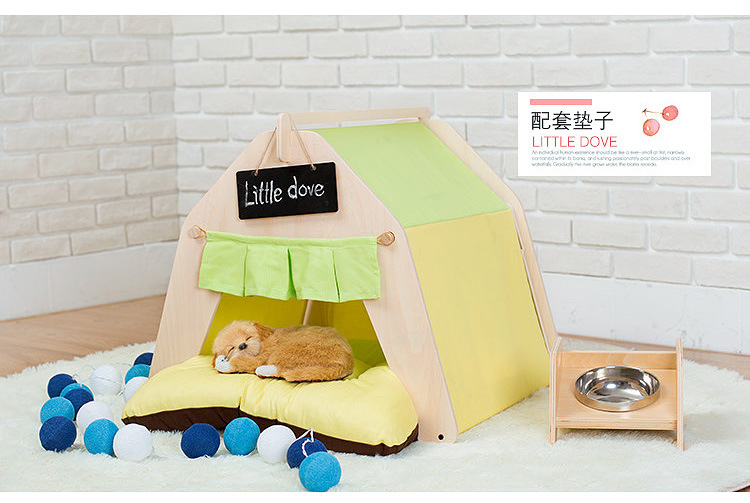 Strong Pine Wood Dog Tents Design Canvas Pet House