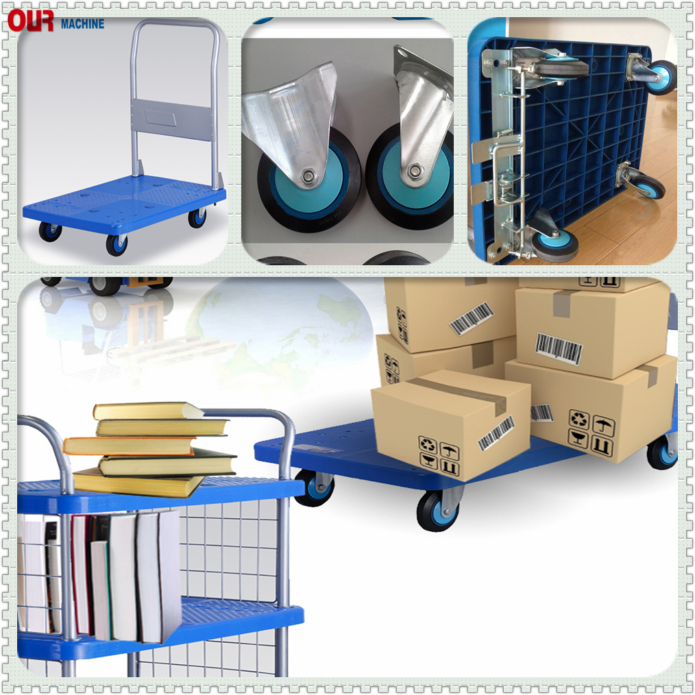 300kg Plastic Platform Hand Truck Foldable Trolley with Silent Caster