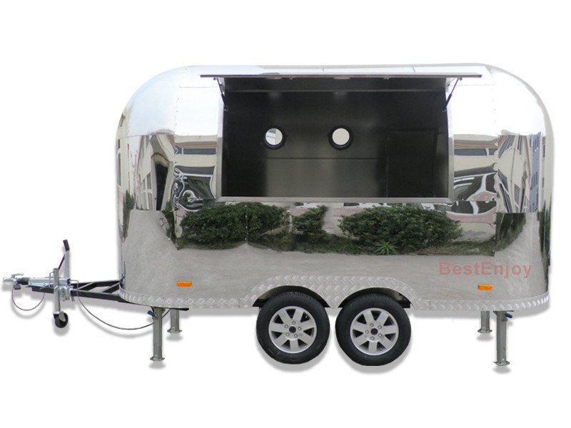 Airstream Shiny Mobile Fast Food Cart Manufacturer Low Price for Sale