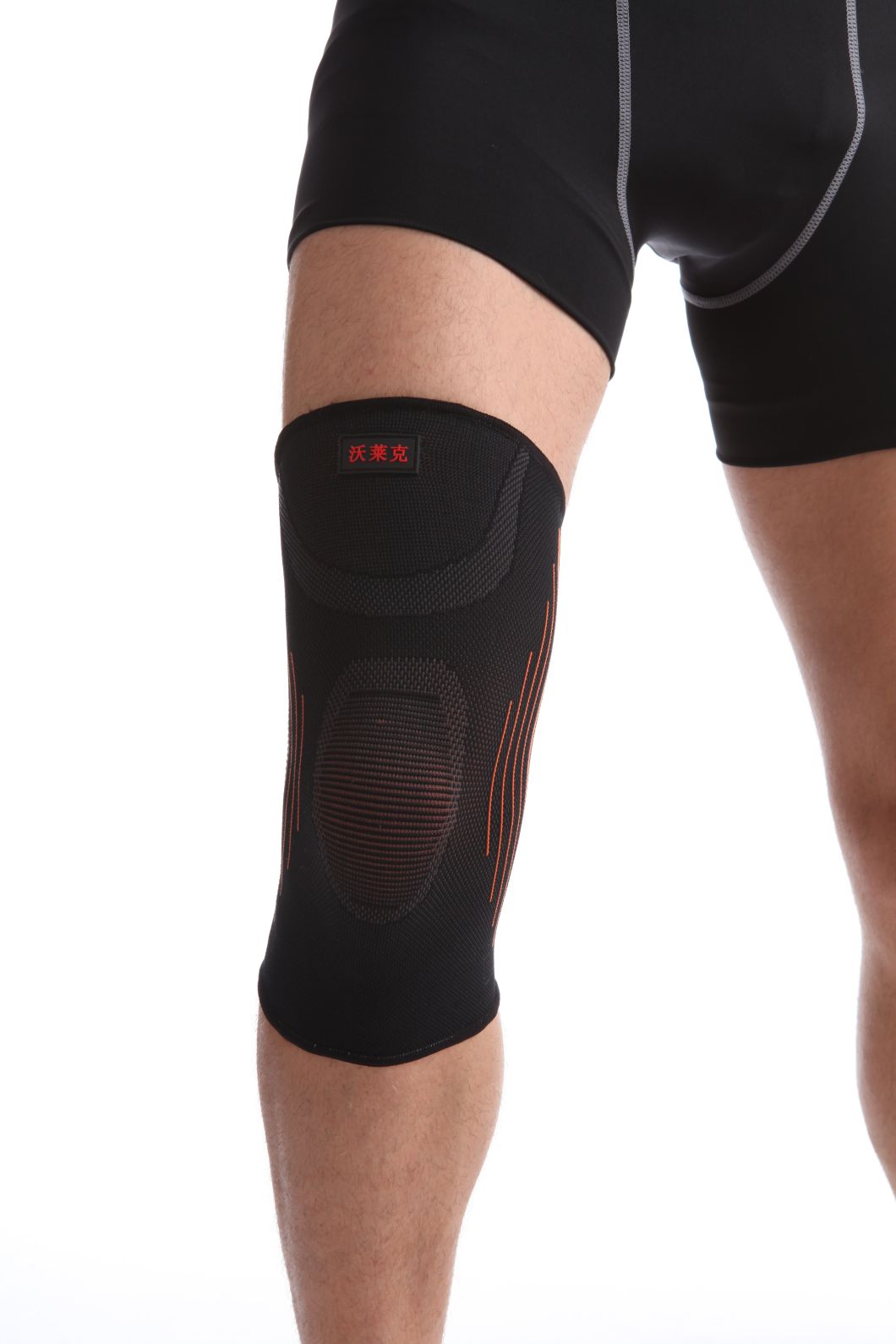 Rubber Logo Elastic Knitting Knee Brace Sleeve Leg Protective Bandage