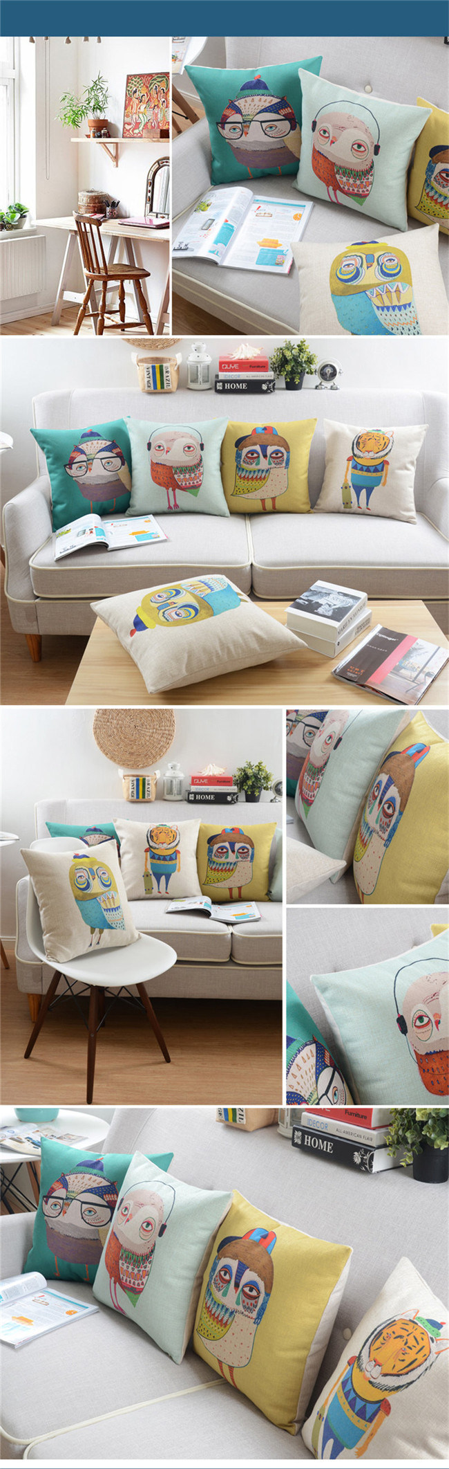 Yrf Square Cotton Plain Decorative Pillow for Hotel Bedroom Sets Sofa
