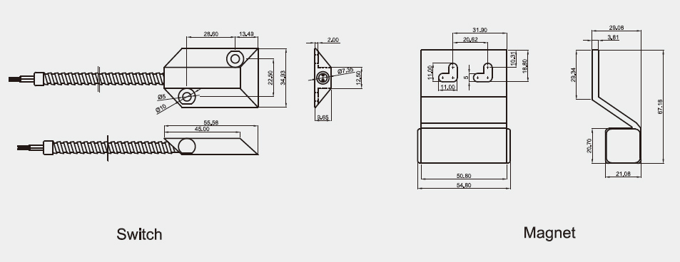 Ce Wired Overhead Magnetic Contact Switches Bsd-3017