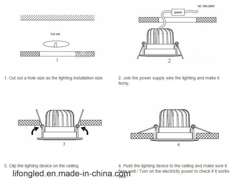 Ce RoHS SAA 3W Cabinet Recessed COB LED Downlight