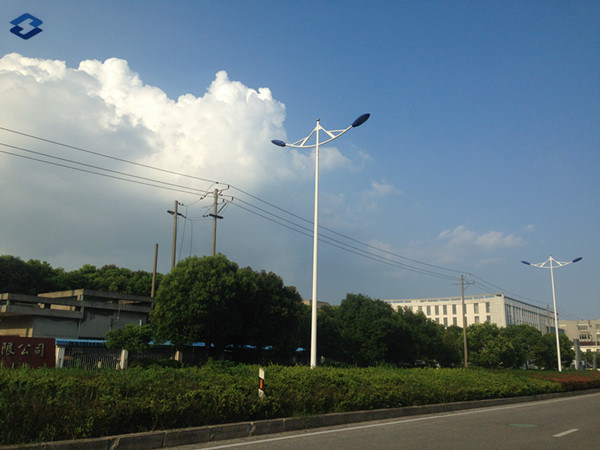 2-Arm Galvanized Street Light Steel Pole