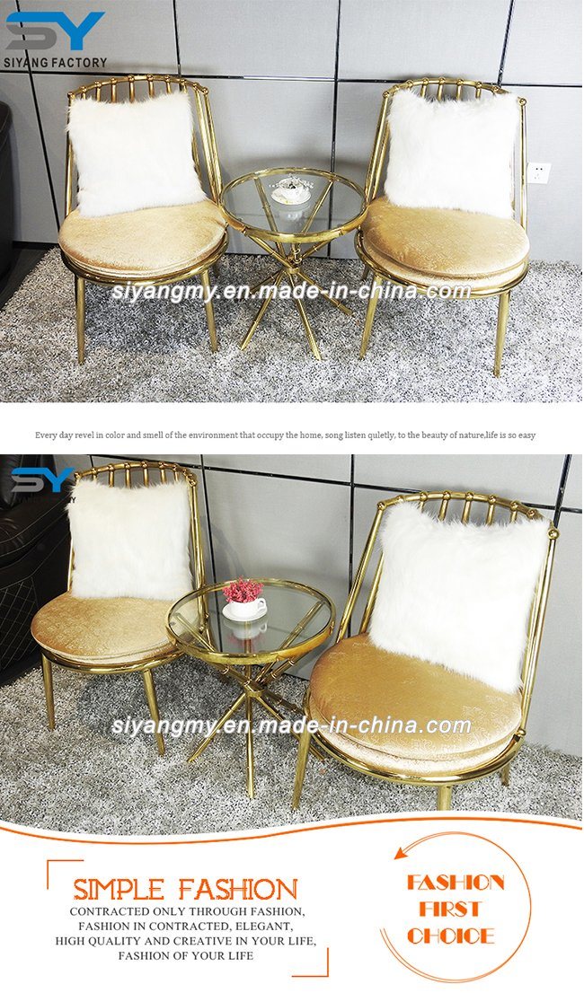 Outdoor Furniture Glod Metal and Leather Wedding Chair