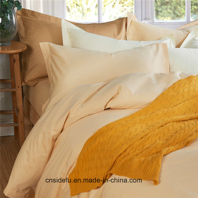 100 Cotton Satin Bright Cheap Solid Color Bedding Set