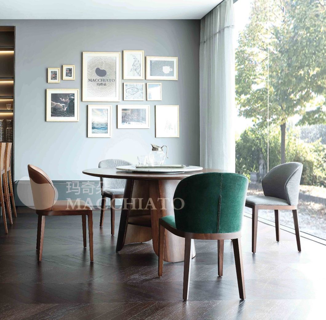 Italian Style Solid Modern Dining Table of Walnut Color