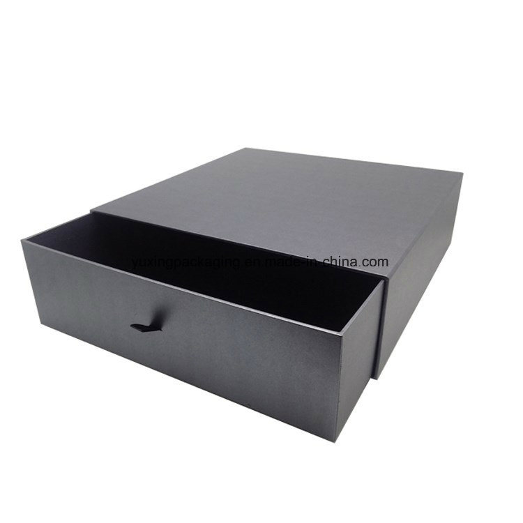 Slide Open Design Matt Black T-Shirt Drawer Rigid Paper Box