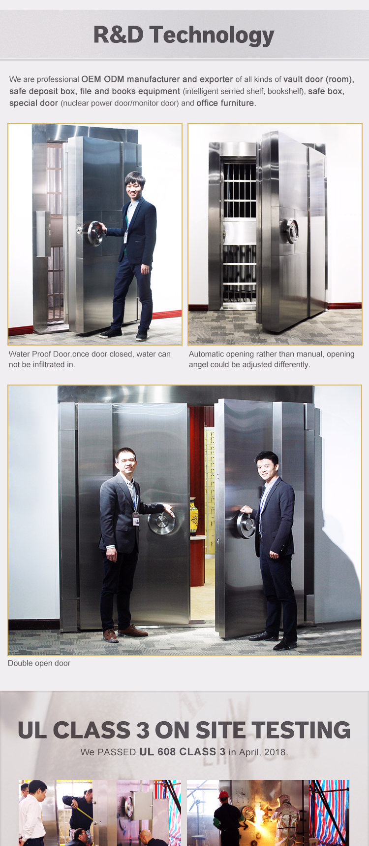 Hot Selling High Quality Commercial Waterproof Steel Plate Vault Door for Bank Hotel Museum