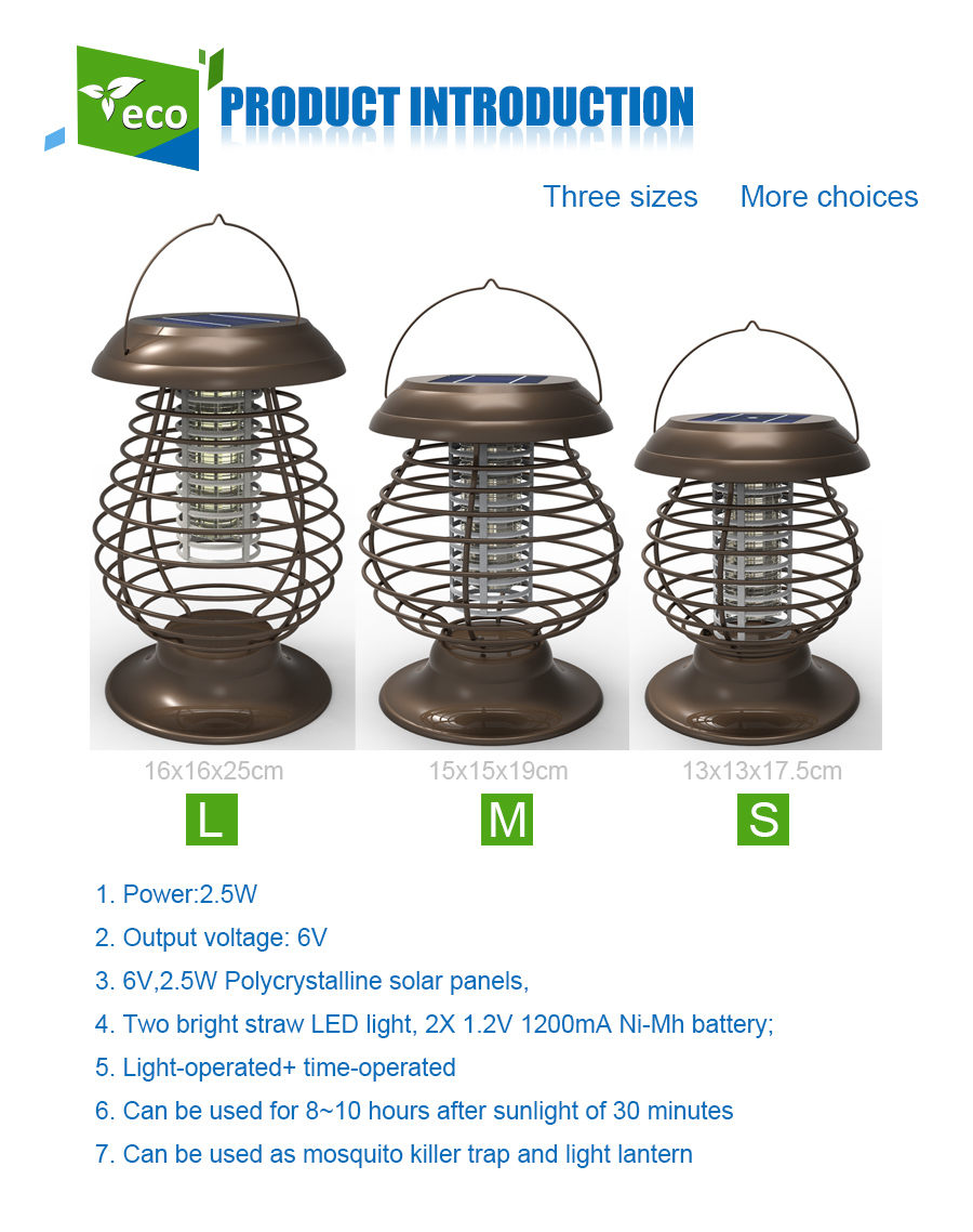 Solar Powered LED Light Pest Control Bug Zapper Insect Repellent Mosquito Killer Lamp Garden Lawn