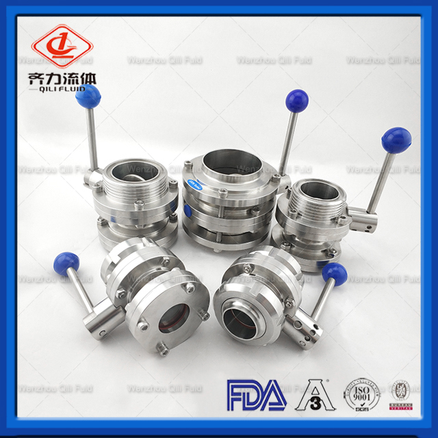 Sanitary Stainless Steel 304 316L Manual/Pneumatic Operated Butterfly Valve