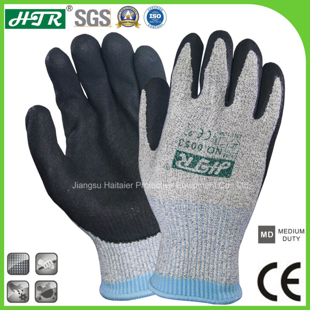 Super Cut Resistant Anti Abrasion Safety Work Gloves with Sandy Nitrile Dipping/Coating/Coated