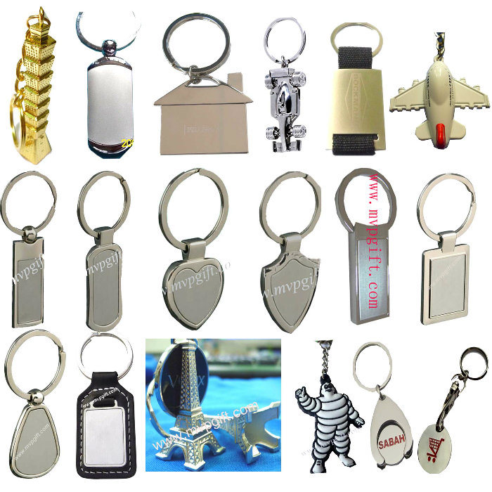 Metal 3D Key Chain with Gold Color Key Ring Gift
