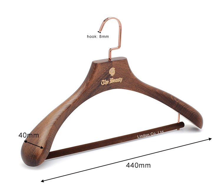 Luxury Square Hook Dark Antique Wooden Suit Clothes Hanger