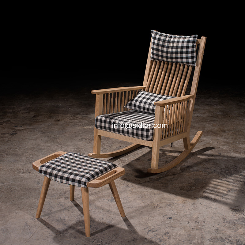 (SL-8204) Solid Wood Hotel Restaurant Room Furniture Wooden Leisure Arm Chair Rocking Chair