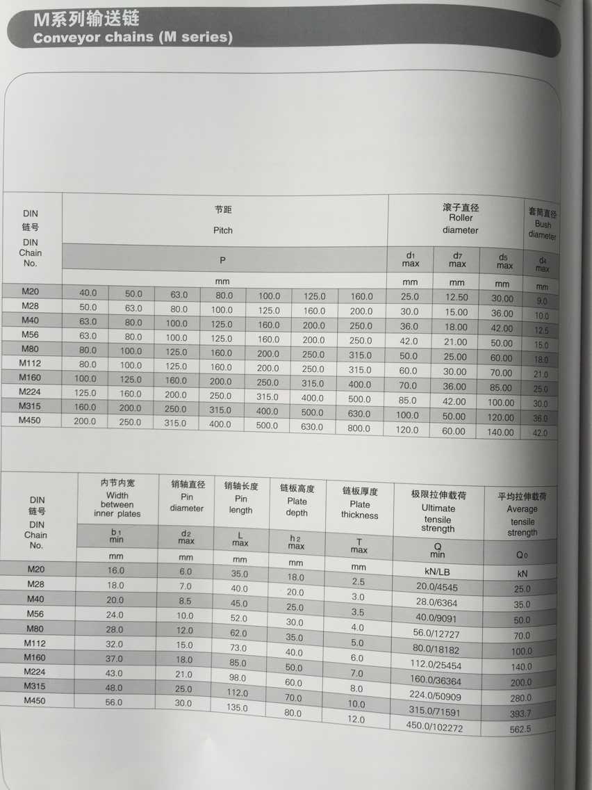 M Series Conveyor Chains for Machine