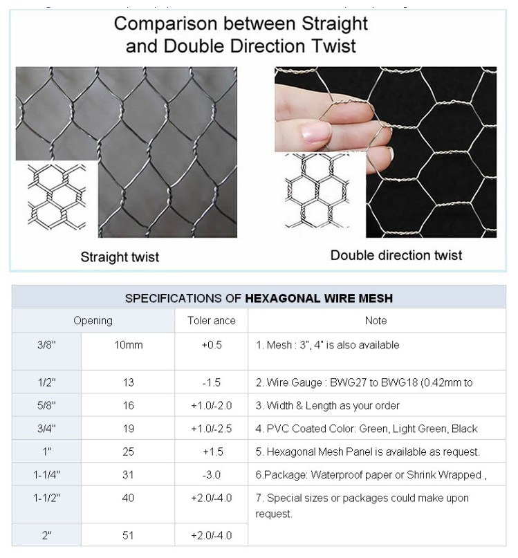 Hot-Dipped Galvanized or PVC Coated Hexagonal Wire Mesh