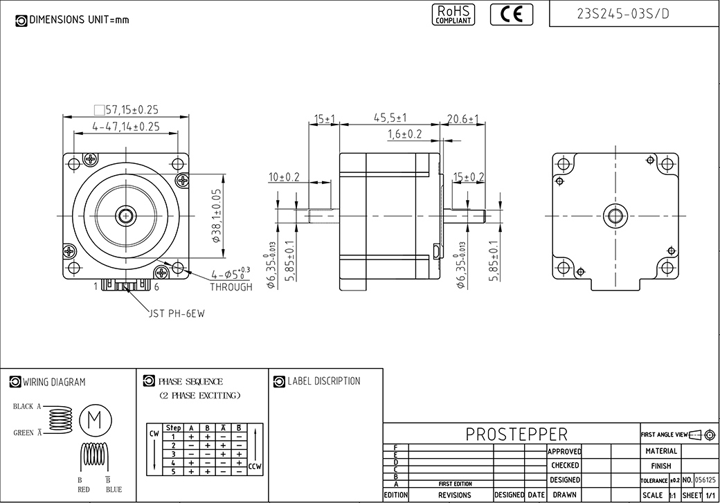 NEMA 23 Connector Type 2/3 Phase Brushless Stepping/Stepper Motor for CNC Sewing Machine