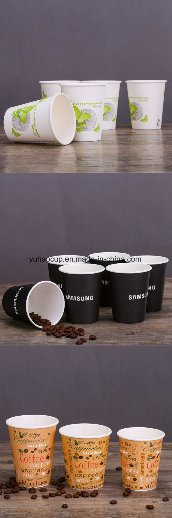 Disposable Printed Paper Coffee/Tea/Hot Drink Cup with Lid