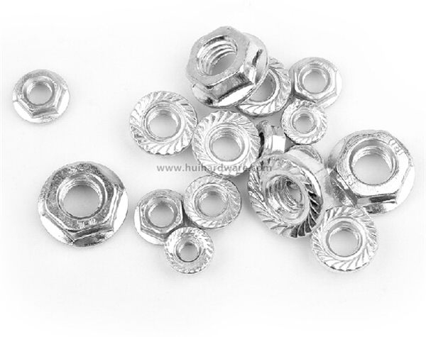 White Zinc Plated Hex Flange Head Nuts