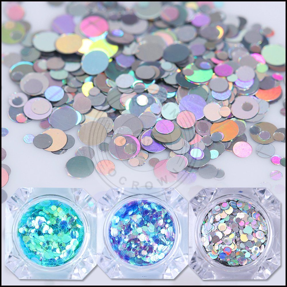 Mermaid Round Glitter Flakes Sequins Laser Holo Glitters for Nail Art