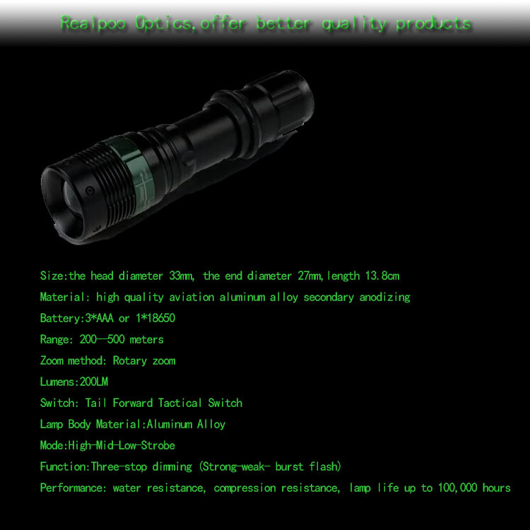 3 Modes Tactical Mini High Power Bright LED Flashlight