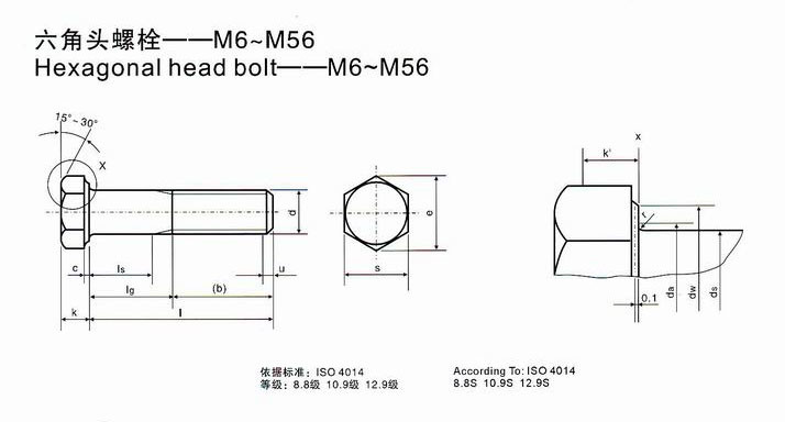 Hexagonal Head Bolt-- M6-M56
